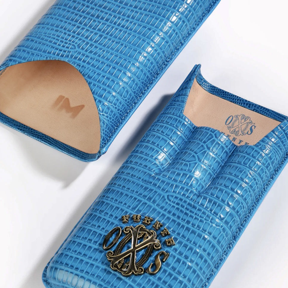 FUENTE THE OPUSX SOCIETY SPANISH TEJU LEATHER CIGAR CASE BLUE