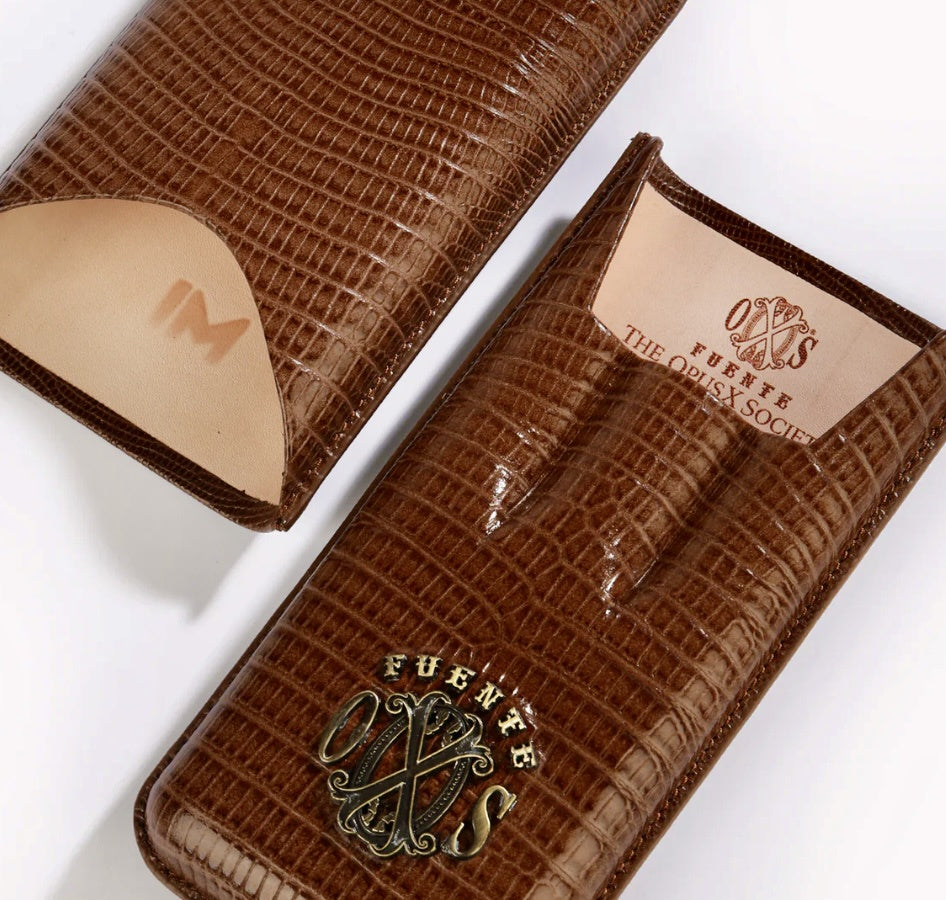 FUENTE THE OPUSX SOCIETY  SPANISH TEJU LEATHER CIGAR CASE BROWN