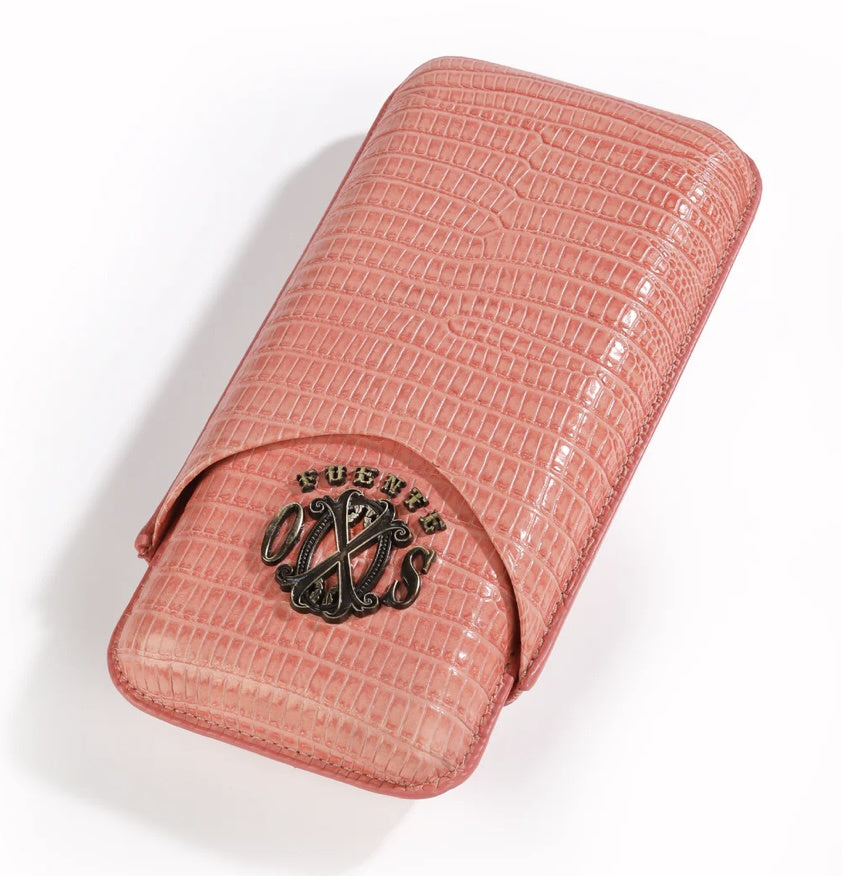 FUENTE THE OPUSX SOCIETY  SPANISH TEJU LEATHER CIGAR CASE PINK