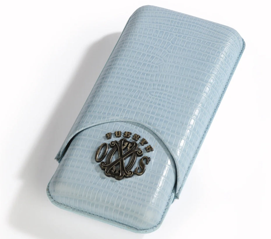 FUENTE THE OPUSX SOCIETY  SPANISH TEJU LEATHER CIGAR CASE PASTEL BLUE